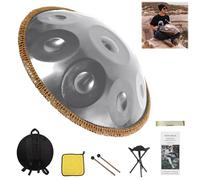 Handpan 432Hz D Minor Handpan Drum with Soft Bag Steel Hand Pan for Adults 9 10 12 Notes Percussion Instrument for Advanced Players, Yoga Studios & Sound Healing(Silver,12 Notes)