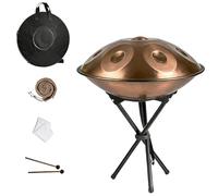 HandPan 440hz/432hz Handpan Drum for Adults Percussion Instruments D Minor 9/10/12 Notes Steel Hand Pan Drum with Soft Hand Pan Bag Mallets Bracket 22 Inch for Sound Healing(Gold,432HZ/10 Note)