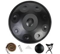 Handpan 9/10/12 Note 22" Remo Percuss Instrument 432Hz/440Hz with Bag Stic Support Cloth - Perfect for Mtat & Beginners (Black 440Hz/9 Note)