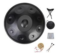 Handpan 9/10/12 Notes Steel Drum with Bag, Stic & String for Mtat, Yoga, Professal Percuss Instrument, 432Hz/440Hz Tuning (Black, 9 Notes)