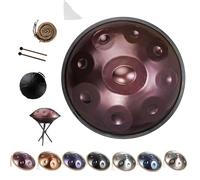 Handpan D Minor Instrument - 22 Inch Steel Drum 432Hz/440Hz with Handpan Drum, Durable Stand, Soft Case and Mallets for Adults, Sound Healing Practices and Yoga(Purple,440HZ/12Note)