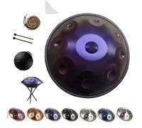 Handpan D Minor Instrument - 22 Inch Steel Drum 432Hz/440Hz with Handpan Drum, Durable Stand, Soft Case and Mallets for Adults, Sound Healing Practices and Yoga(Deep Purple,432HZ/9Note)