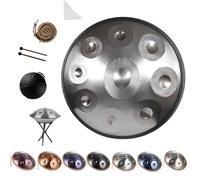 Handpan D Minor Instrument - 22 Inch Steel Drum 432Hz/440Hz with Handpan Drum, Durable Stand, Soft Case and Mallets for Adults, Sound Healing Practices and Yoga(Silver,432HZ/10Note)