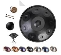 Handpan D Minor Instrument - 22 Inch Steel Drum 432Hz/440Hz with Handpan Drum, Durable Stand, Soft Case and Mallets for Adults, Sound Healing Practices and Yoga(Black,440HZ/10Note)