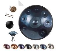 Handpan D Minor Instrument - 22 Inch Steel Drum 432Hz/440Hz with Handpan Drum, Durable Stand, Soft Case and Mallets for Adults, Sound Healing Practices and Yoga(Blue,440HZ/10Note)