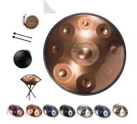 Handpan D Minor Instrument - 22 Inch Steel Drum 432Hz/440Hz with Handpan Drum, Durable Stand, Soft Case and Mallets for Adults, Sound Healing Practices and Yoga(Gold,432HZ/9Note)