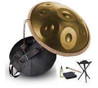 Handpan Drum 10 Notes 12 Notes 22 Inches Steel Adult's Handpan 440Hz/432Hz Hand Pan Professional Percussion Instrument for Beginners Gift Kids Meditation with Soft Hand Pan Bag(Gold,440HZ/12Note)