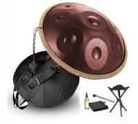 Handpan Drum 10 Notes 12 Notes 22 Inches Steel Adult's Handpan 440Hz/432Hz Hand Pan Professional Percussion Instrument for Beginners Gift Kids Meditation with Soft Hand Pan Bag(Brown,432HZ/12Note)