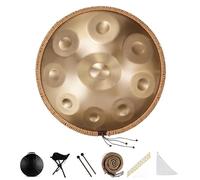 Handpan Drum, 22-Inch 10 Notes Handpan Drum Instrument, New Upgrade Advanced Handpans Drums, 432HZ Steel Hand Drums, for Sound Healing, Personal Meditation, Yoga(Gold)
