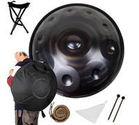 Handpan Drum, 22 Inch, 432Hz D Minor, 9/10/12 Notes Steel Tongue Drum with Storage Bag, Mallet, Stand for Children and Adults