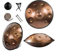 Handpan Drum 22 Inch 9/10/12 Notes 440Hz Hand Tuning Harmonica Percussion for Meditation and Yoga with Drumsticks Bag Stand(Gold,9 Notes)