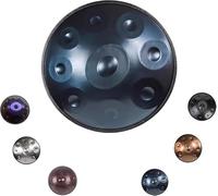 Handpan Drum 22 Inch 9/10/12 Notes D Kurd 432/440Hz Steel Instrument Hand-Tuned Complete Set Harmonic Percussion Hand Pan for Beginners Professionals Music Therapy(Blue,432HZ/12Note)