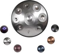 Handpan Drum 22 Inch 9/10/12 Notes D Kurd 432/440Hz Steel Instrument Hand-Tuned Complete Set Harmonic Percussion Hand Pan for Beginners Professionals Music Therapy(Silver,432HZ/9Note)