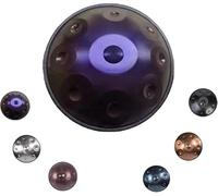 Handpan Drum 22 Inch 9/10/12 Notes D Kurd 432/440Hz Steel Instrument Hand-Tuned Complete Set Harmonic Percussion Hand Pan for Beginners Professionals Music Therapy(Purple,440HZ/10Note)
