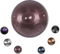 Handpan Drum 22 Inch 9/10/12 Notes D Kurd 432/440Hz Steel Instrument Hand-Tuned Complete Set Harmonic Percussion Hand Pan for Beginners Professionals Music Therapy(BROWN,440HZ/12Note)
