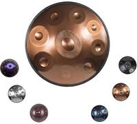 Handpan Drum 22 Inch 9/10/12 Notes D Kurd 432/440Hz Steel Instrument Hand-Tuned Complete Set Harmonic Percussion Hand Pan for Beginners Professionals Music Therapy(Gold,432HZ/10Note)