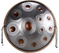 Handpan Drum, 22-Inch D Minor 10-Note 432Hz Adult Steel Hand Drums(Gold) with Handpan Drum Bag, 2 Test Mallets, Hand Drum Stand,Music Note Stickers,Maintenance Oil and Wiping Cloth(440Hz,12 Notes)