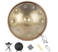 Handpan Drum - 22 Inch D Minor 10 Note Steel Drum for Adults, Includes Soft Bag, Mallet, Stand