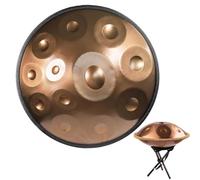 Handpan Drum 22 Inch D Minor, 440Hz 12 Notes Adult Hand Drum Instrument, Premium Steel Hand Drum, Handmade, for Beginners and Music Therapists Meditation Sound Healing - Gold