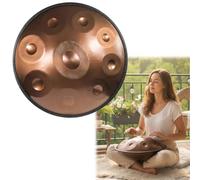 Handpan Drum 22 Inch D Minor for Sound Healing Handpan 9/10/12 Notes 440hz/432hz for Meditation Steel Hand Pan Drum with Soft Hand Pan Bag Mallets Stand for Beginners(Gold,440HZ/9 Note)