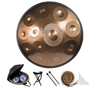 Handpan Drum 22 inch D Minor Kurd Handpan 9 Notes 432Hz/440Hz Handpan Drum Instrument for Beginners Gift Professional Percussion Instrument with Hand Pan Bag(Gold,440Hz)