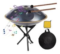 Handpan Drum, 22 Inch D Minor Steel Drum, 10 Tones Percussion Instrument for Yoga Meditation, Harmonic Resonance for Musical Mind Healing (440HZ)