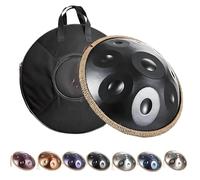 Handpan Drum 22 Inch for Adults D Minor - Handpan 432Hz/440Hz with Steel Hand Pan Drum, Tripod Stand, Carry Bag and Mallets for Meditation and Sound Healing(Black,440HZ/10Note)