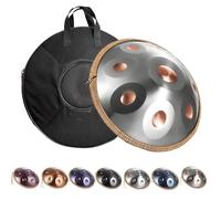 Handpan Drum 22 Inch for Adults D Minor - Handpan 432Hz/440Hz with Steel Hand Pan Drum, Tripod Stand, Carry Bag and Mallets for Meditation and Sound Healing(Gold-Silver,440HZ/12Note)