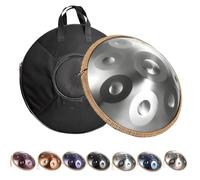 Handpan Drum 22 Inch for Adults D Minor - Handpan 432Hz/440Hz with Steel Hand Pan Drum, Tripod Stand, Carry Bag and Mallets for Meditation and Sound Healing(Silver,440HZ/12Note)