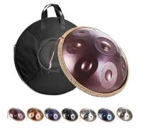 Handpan Drum 22 Inch for Adults D Minor - Handpan 432Hz/440Hz with Steel Hand Pan Drum, Tripod Stand, Carry Bag and Mallets for Meditation and Sound Healing(Purple,440HZ/12Note)