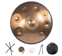 Handpan Drum 22 Inch Percussion Instrument Steel Hand Drum with Soft Hand Pants, 2 Handpan Mallets, Handpan Stand, Lint-Free Cloth - 9Notes