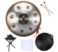 Handpan Drum 22 Inch Percussion Instrument Steel Hand Drum with Soft Handpan Bag, 2 Handpan Mallets, Handpan Stand, Lint-Free Cloth - 9/10/12 Notes(optional)