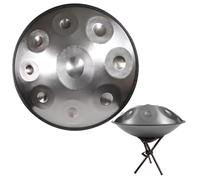 Handpan Drum 22-Inch Steel Tongue Drum D Minor 9/10/12 Notes - 432Hz 440Hz Hand Drums Set, Professional Hand Pan, Includes Soft Bag, Mallets, Stand, Cleaning Cloth(Silver,9 Notes/432Hz)