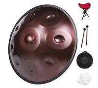 Handpan Drum 22 Inches 9/10/12 Notes Steel Hand Drum D Minor Percussion Instrument Ethereal Drum W/Bag & Mallets for Music Education, Yoga Meditation, Mind Healing