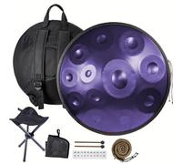 Handpan Drum 22 Inches D Minor Kurd, 432Hz 440Hz 9 10 12 Notes Hand Drum Instrument Premium Steel Drum, Professional Handpan Instrument for Adults(Purple,432HZ/12Note)