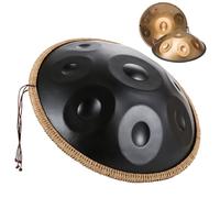 Handpan Drum 22 Inches D Minor Kurd, Handpan Drums For Adults, Hand Pan Steel Drum Percussion Instrument With Handpan Bag, Handpan Stand And Dust-Free Cloth(Black,9 Notes(432Hz))