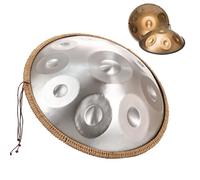 Handpan Drum 22 Inches D Minor Kurd, Handpan Drums For Adults, Hand Pan Steel Drum Percussion Instrument With Handpan Bag, Handpan Stand And Dust-Free Cloth(Silver,10 Notes(440Hz))