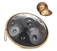 Handpan Drum 22 Inches D Minor Kurd, Handpan Drums For Adults, Hand Pan Steel Drum Percussion Instrument With Handpan Bag, Handpan Stand And Dust-Free Cloth(Black,10 Notes(440Hz))