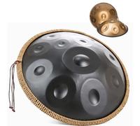 Handpan Drum 22 Inches D Minor Kurd, Handpan Drums For Adults, Hand Pan Steel Drum Percussion Instrument With Handpan Bag, Handpan Stand And Dust-Free Cloth(Black,12 Notes(432Hz))