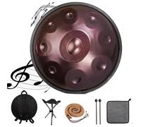 Handpan Drum - 22 Inches D Minor Steel Hand Pan Percussion Instruments, 432Hz/440Hz 9/10/12 Notes Handpan Drum Sets, For Music Education Family Reunion(Purple,9 notes(432HZ))