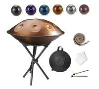 Handpan Drum 22 Inches in D Minor, 432 Hz 9 Notes Hand Pan Instrument for Adults, Premium Steel Percussion Drum with Stand, Mallets and Padded Carrying Bag(Gold,432HZ/12Note)