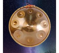 Handpan Drum 22" Steel D Minor 9/10 Notes Harmonic Percussion Instrument for Adults and Kids 432Hz Tuned Includes Case and Mallets Gold Color Size 10 Notes