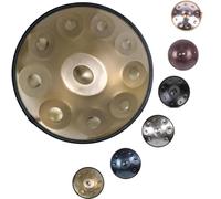 Handpan Drum 22inch 9/10/12 Notes D Minor 440hz Kurd Handpan, Adult's Steel Hand Pan Instrument, Sounds Clean Clear Ethereal With Carry Bag, Drum Tripod(Gold,10)