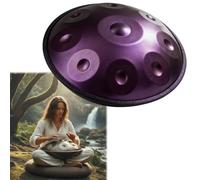 Handpan Drum 22Inch 9/10/12 Notes for Meditation Handpan 440hz/432hz in D Minor for Beginners Steel Hand Pan Drum with Soft Bag Mallets Stand for Sound Healing(Dark purple,432HZ/9 Note)