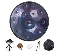 Handpan Drum 432 Hz in D Minor, Steel Drum 10 Notes 22 Inch + Bag, Stand, 2 Hammers & Cloth - Gold - Complete Handpan Set