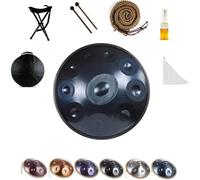 Handpan Drum 432Hz/440Hz - 10 Note Steel Tongue Drum 55cm with Mallet Holder for Sound Healing, Mtat, Yoga - Blue Color, Perfect for Relaxat