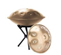 Handpan Drum 432Hz/440Hz, 9/10/12 Notes 22 Inches Steel Hand Drum Percussion Instrument With Drums Tripod, Handpan Instrument For Meditation Yoga Sound Healing(Gold,432HZ/10Note)