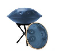 Handpan Drum 432Hz/440Hz, 9/10/12 Notes 22 Inches Steel Hand Drum Percussion Instrument With Drums Tripod, Handpan Instrument For Meditation Yoga Sound Healing(Blue,440HZ/9Note)