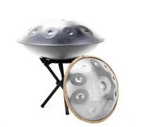 Handpan Drum 432Hz/440Hz, 9/10/12 Notes 22 Inches Steel Hand Drum Percussion Instrument With Drums Tripod, Handpan Instrument For Meditation Yoga Sound Healing(Silver,440HZ/12Note)