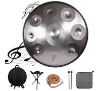Handpan Drum 432hz/440hz, D Minor 9 Notes Music Hand Pan, 22 Inches Steel Hand Pan Percussion Instruments for Adults, Handpan Drums Sets For Music Education Family Reunion(Silver,9 notes(440HZ))